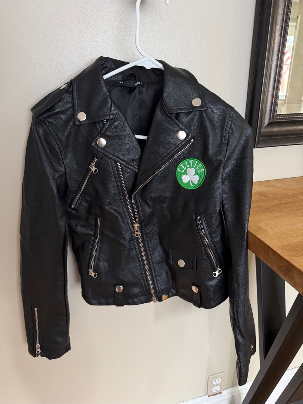 Womens Celtics leather jacket